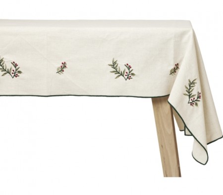 Holmen Carol - Duk m/Broderi Bomull 300X140cm Krem